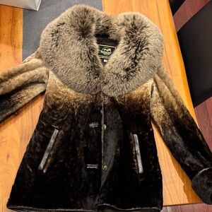 AUTHENTIC Luxurious Fur Coat with Black and Brown Tones